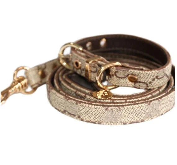 Leather Dog Collar Leash